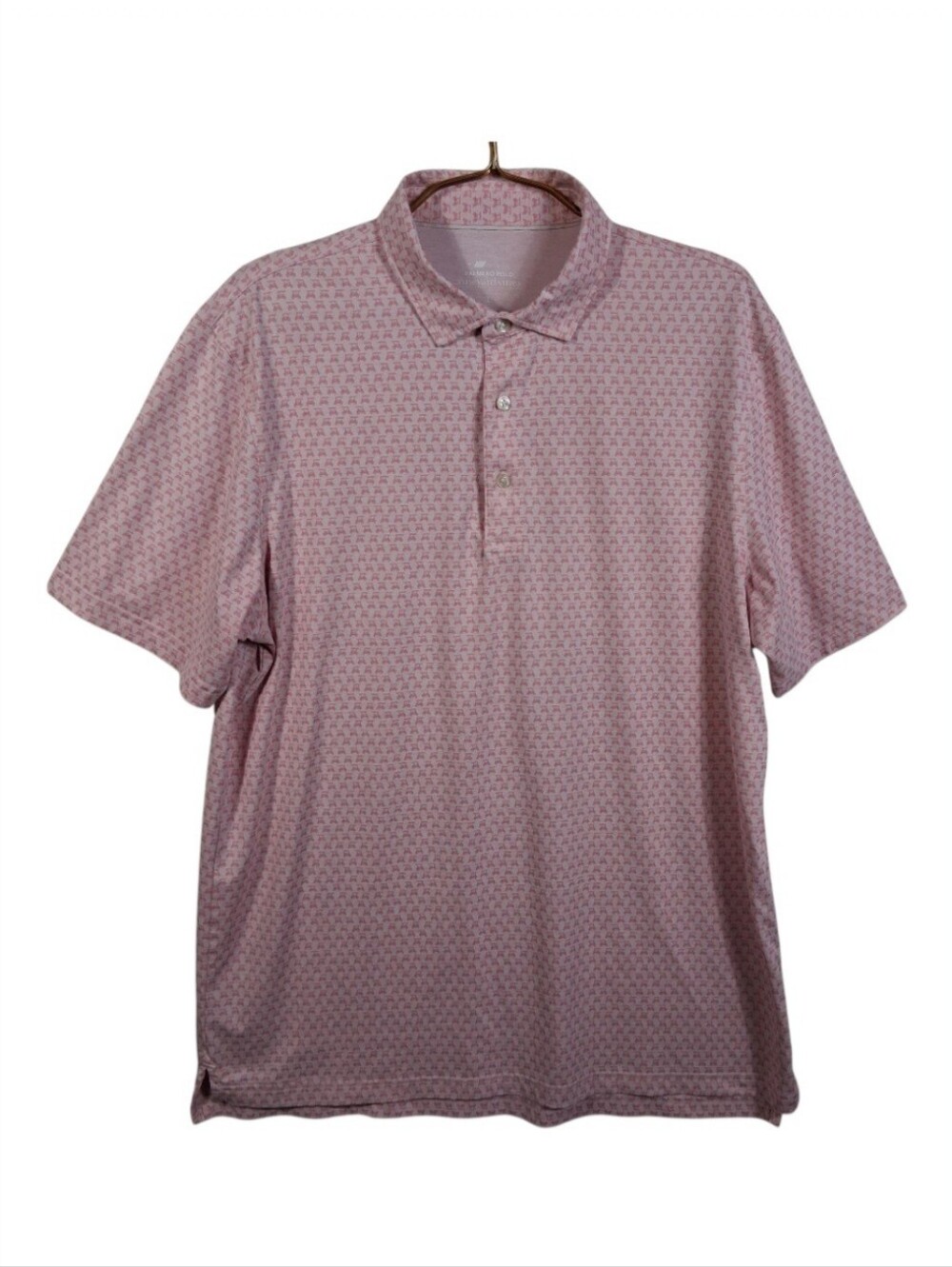 Vineyard Vines Palmero Polo Mens LG Pink Golf Cart Pattern Performance Shirt
